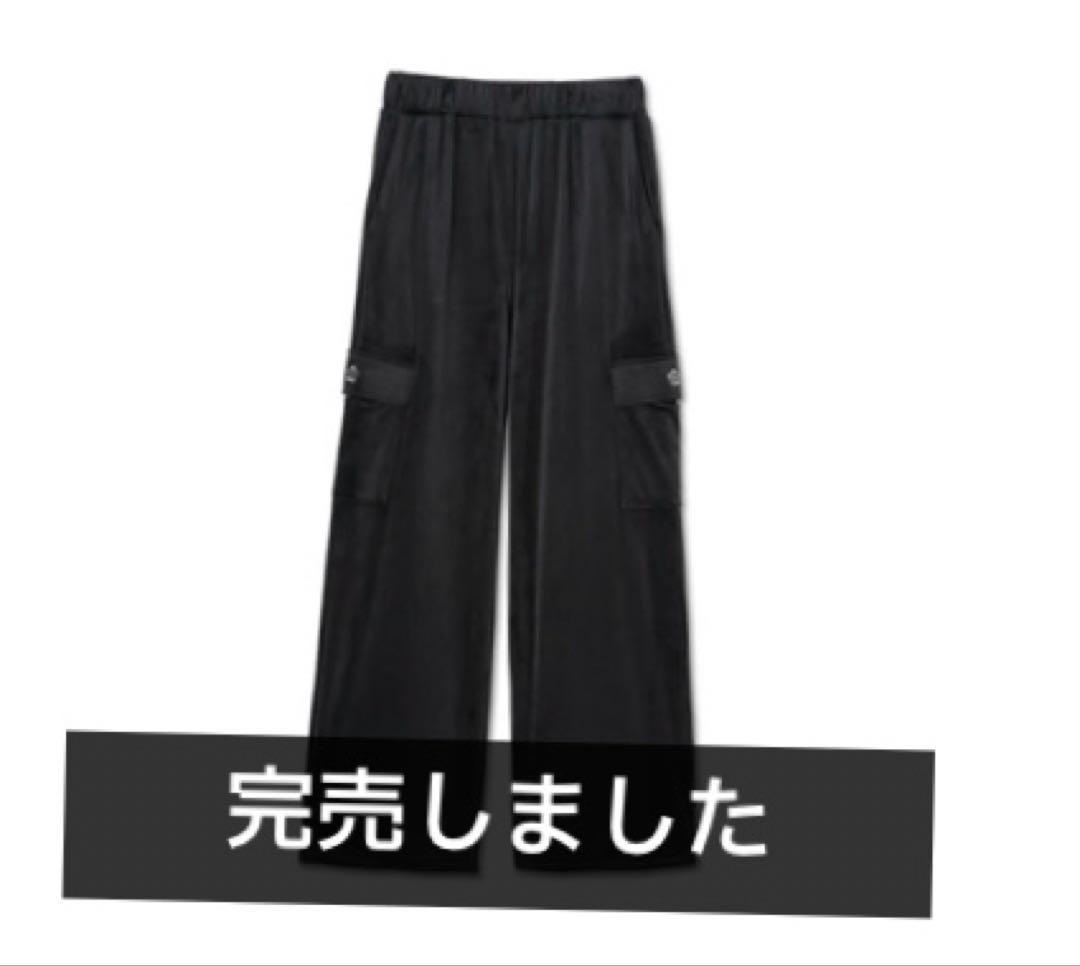 マリークワント　新作全国完売カラー　定価以下ベロアカーゴブラックパンツ　匿名配送