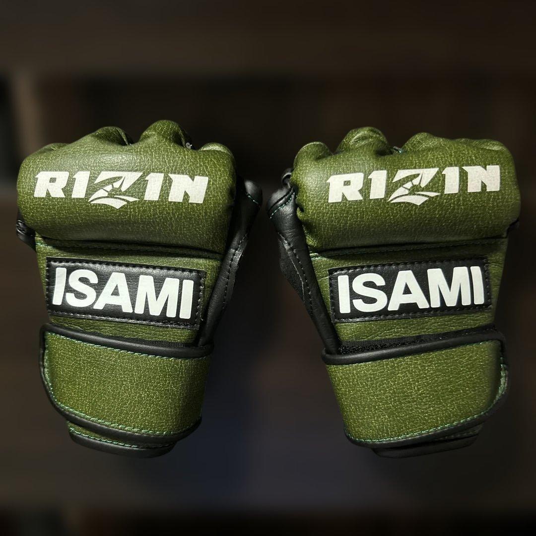 RIZIN ISAMI オープンフィンガーグローブ オリーブグリーン