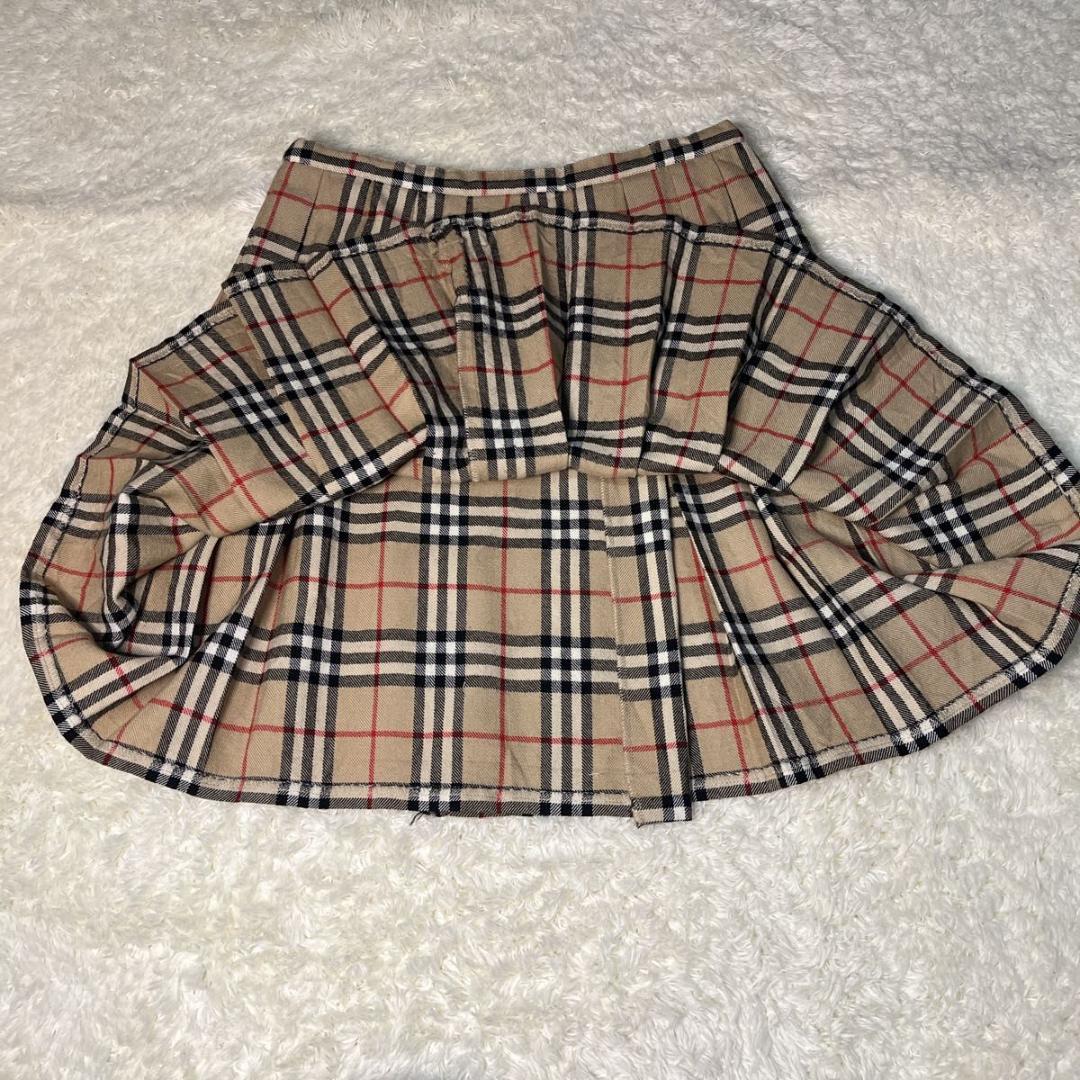 バーバリーブルーレーベル プリーツスカート 38 ノバチェック 　ベージュ