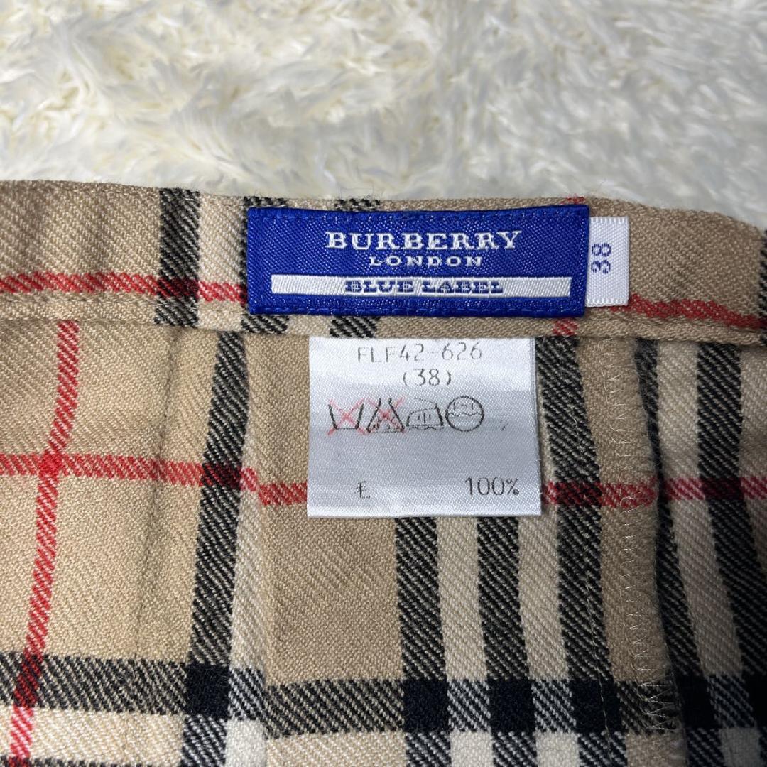 バーバリーブルーレーベル プリーツスカート 38 ノバチェック 　ベージュ