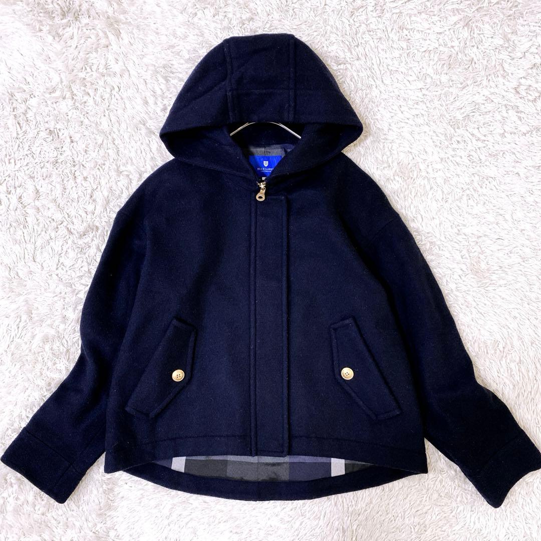 ブルーレーベルクレストブリッジ ウールフーデットショートコート 36 S相当