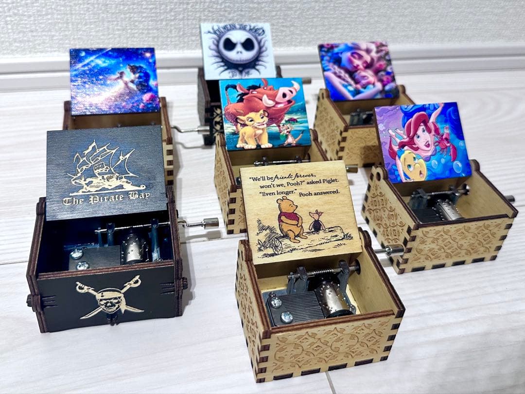 【7個セット】ディズニー★木製★手巻き★オルゴール★新品未使用★