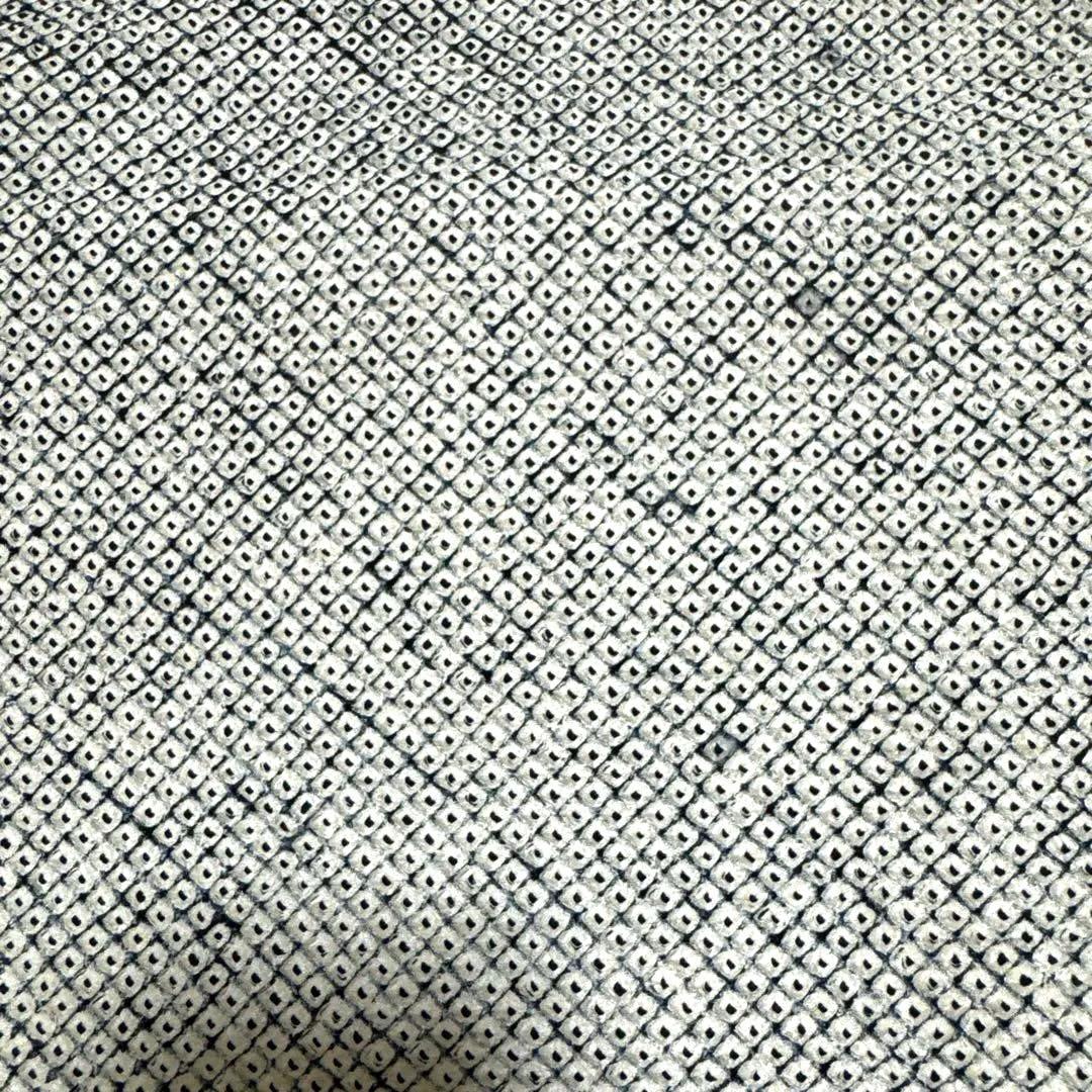 本疋田 総絞り 正絹 袷 小紋 着物 黒白 モノトーン 色無地 お稽古 リメイク