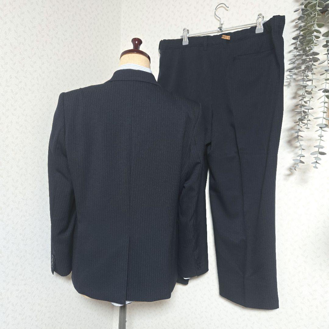 美品　レディフレディ　160B　スーツ5点セット　紺　卒服　ストライプ　キャット