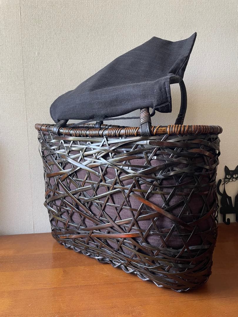 c*o様 竹　ダークブラウン編み込みデザインかごバッグ