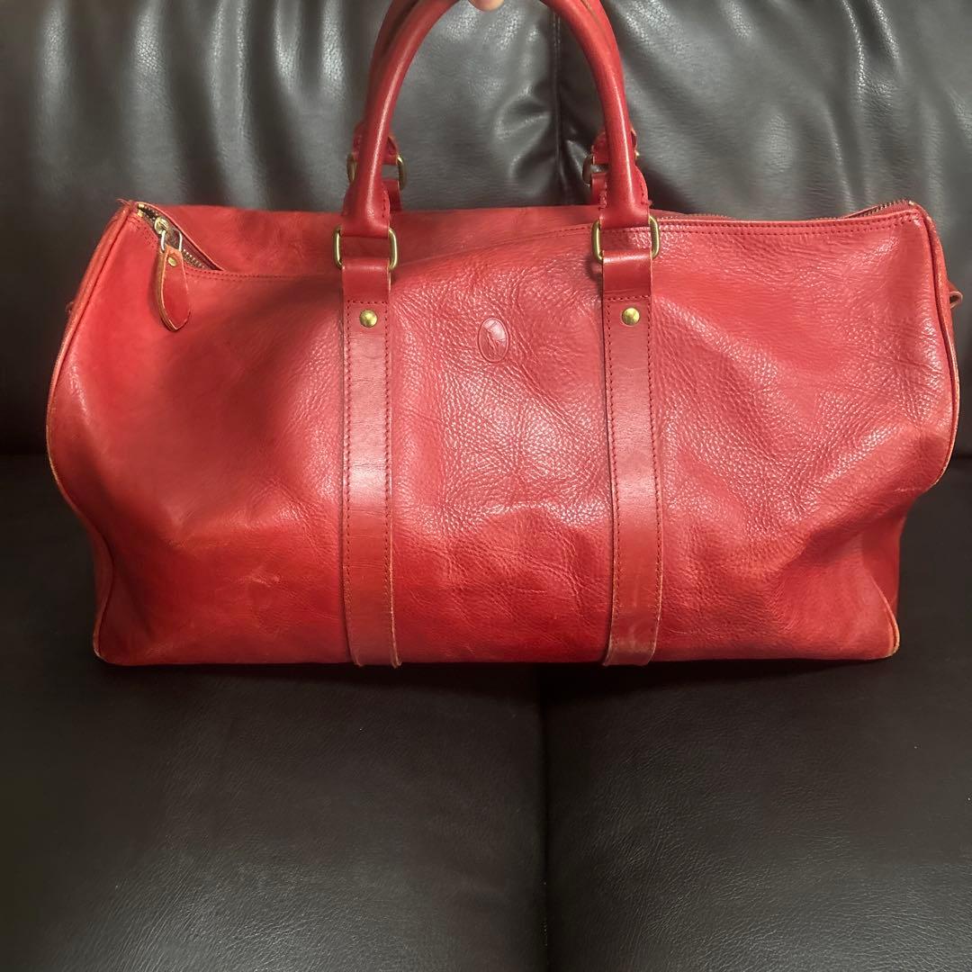 【polo ralph lauren】レザー ボストンバッグ レッド