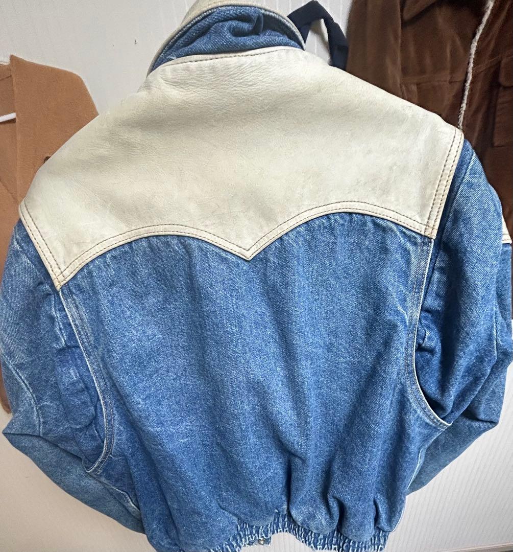 GUESS ヴィンテージ デニム×レザー 切替 ジャケット 短丈 ブルゾン