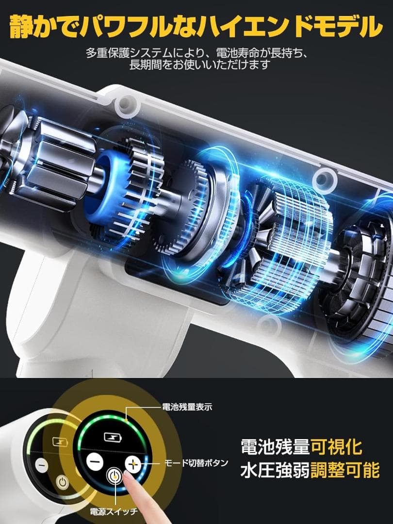 【新登場強化版】高圧洗浄機 コードレス 充電式 20000mAh