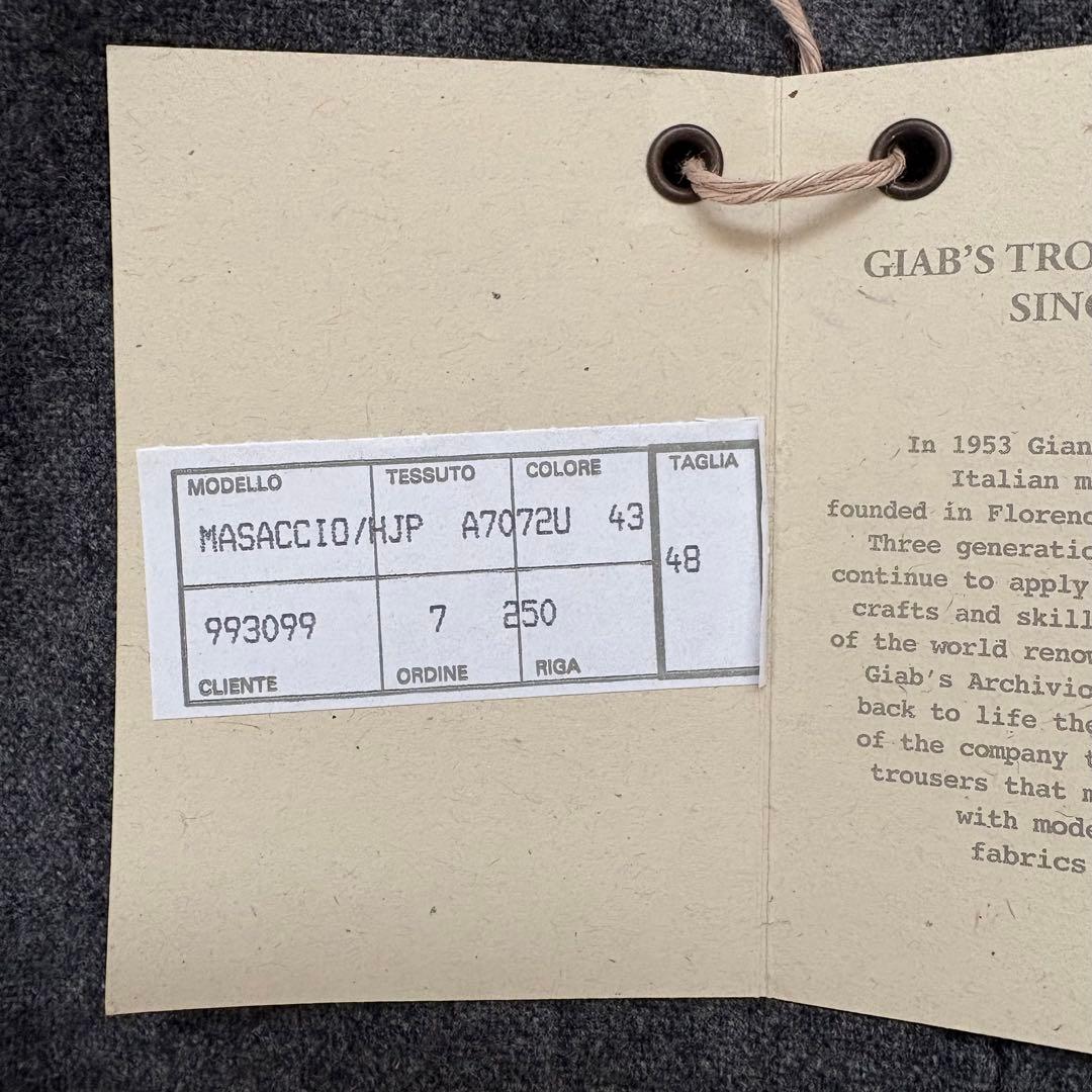 美品 ジャブス アルキヴィオ マサッチョ スラックス 48 グレー 永久クリース