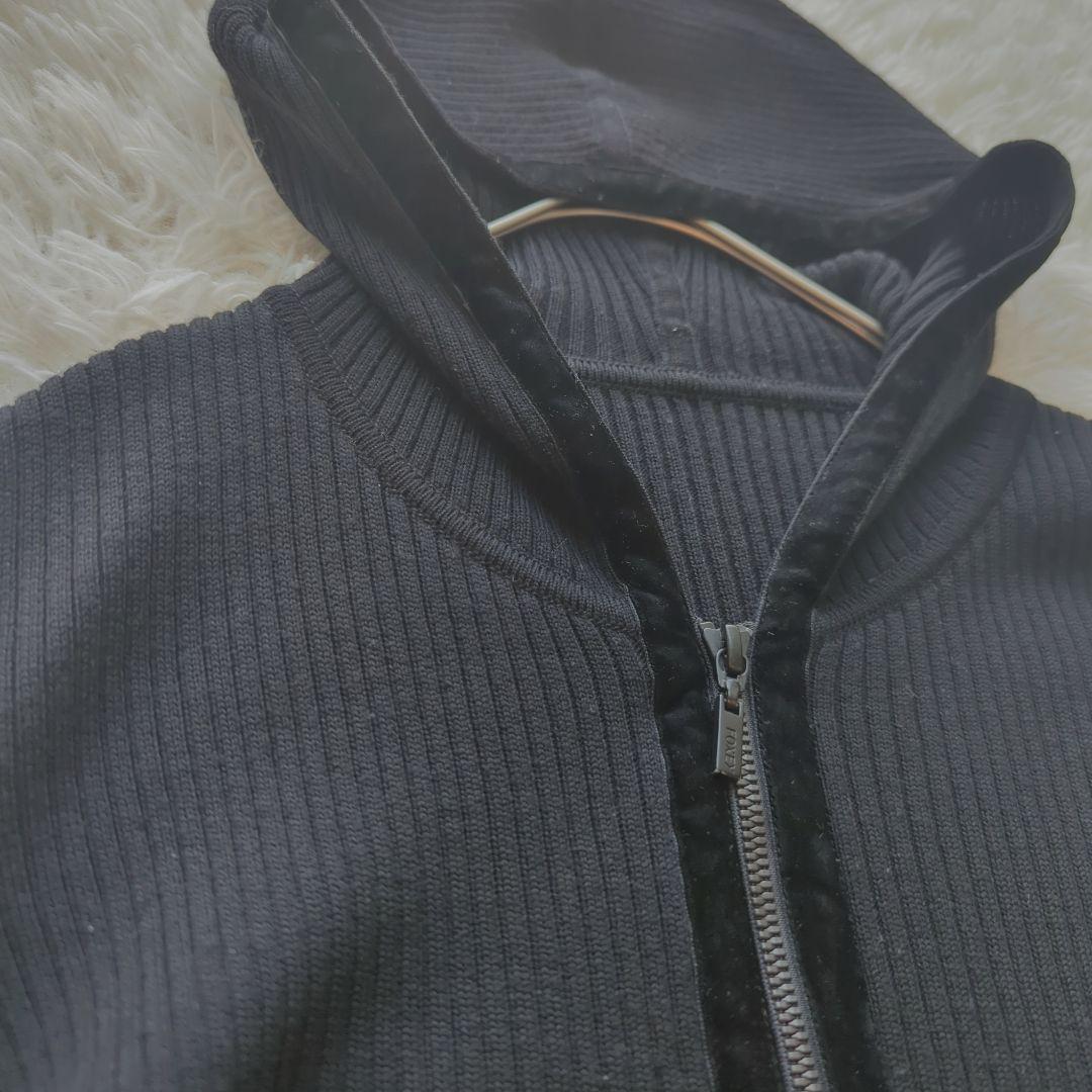 美品✨️FOXEY フォクシー フードパーカー　ウール　リブニット　ベロア　40