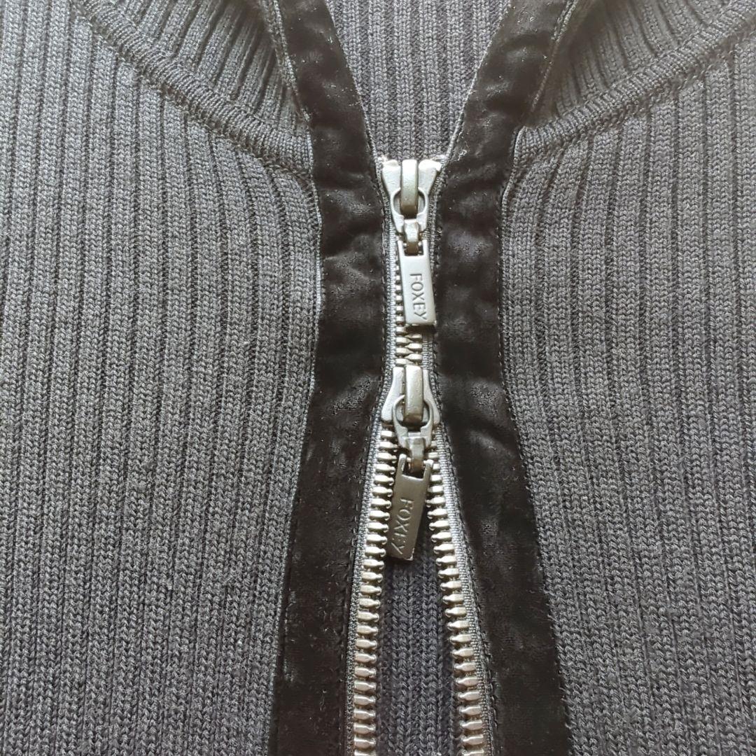 美品✨️FOXEY フォクシー フードパーカー　ウール　リブニット　ベロア　40