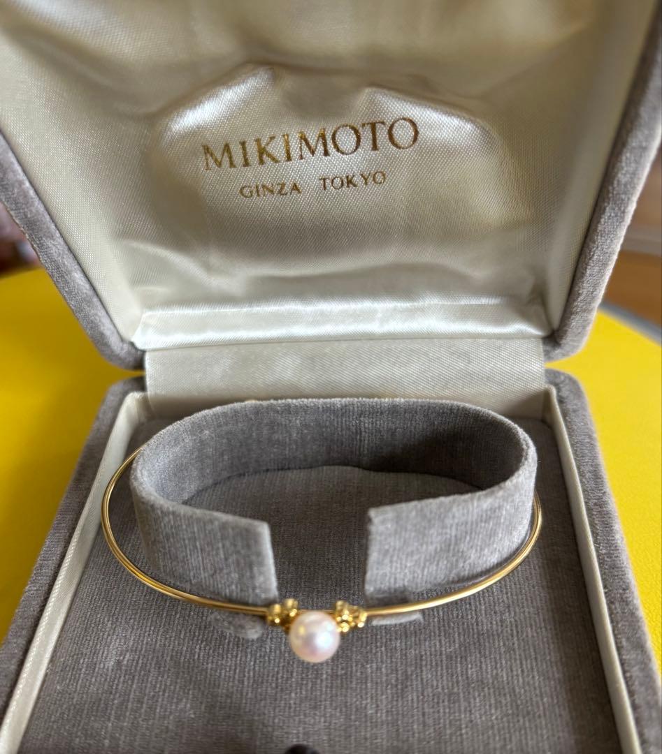 MIKIMOTO ゴールド バングル アコヤ真珠付き　K18