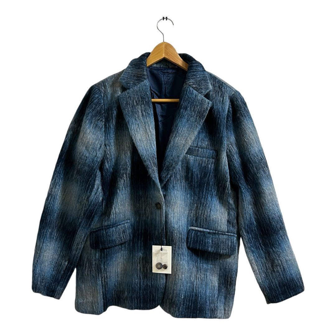 アンティカ antiqua Shaggy テーラードコート 青と黒のグラデ