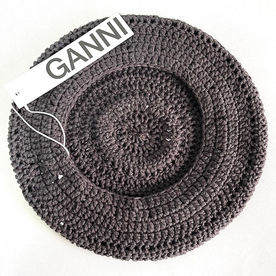 【新品】完売カラー GANNI 定価¥16215 メタルリング装飾コットンベレー