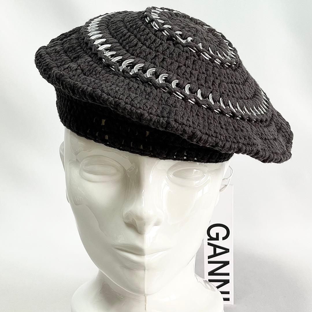 【新品】完売カラー GANNI 定価¥16215 メタルリング装飾コットンベレー