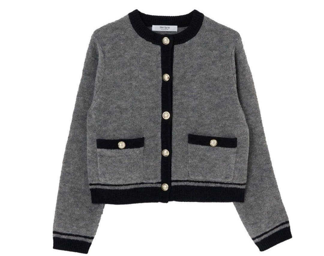 herlipto♡Boucle Bicolor Knit Jacket
