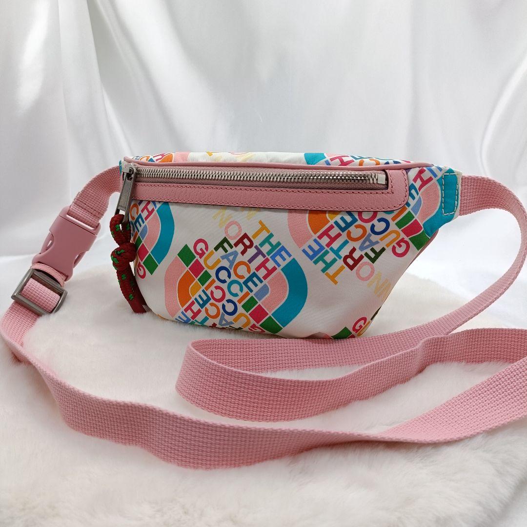 美品 グッチ×ノースフェイス ボディバッグ マルチカラー ナイロン