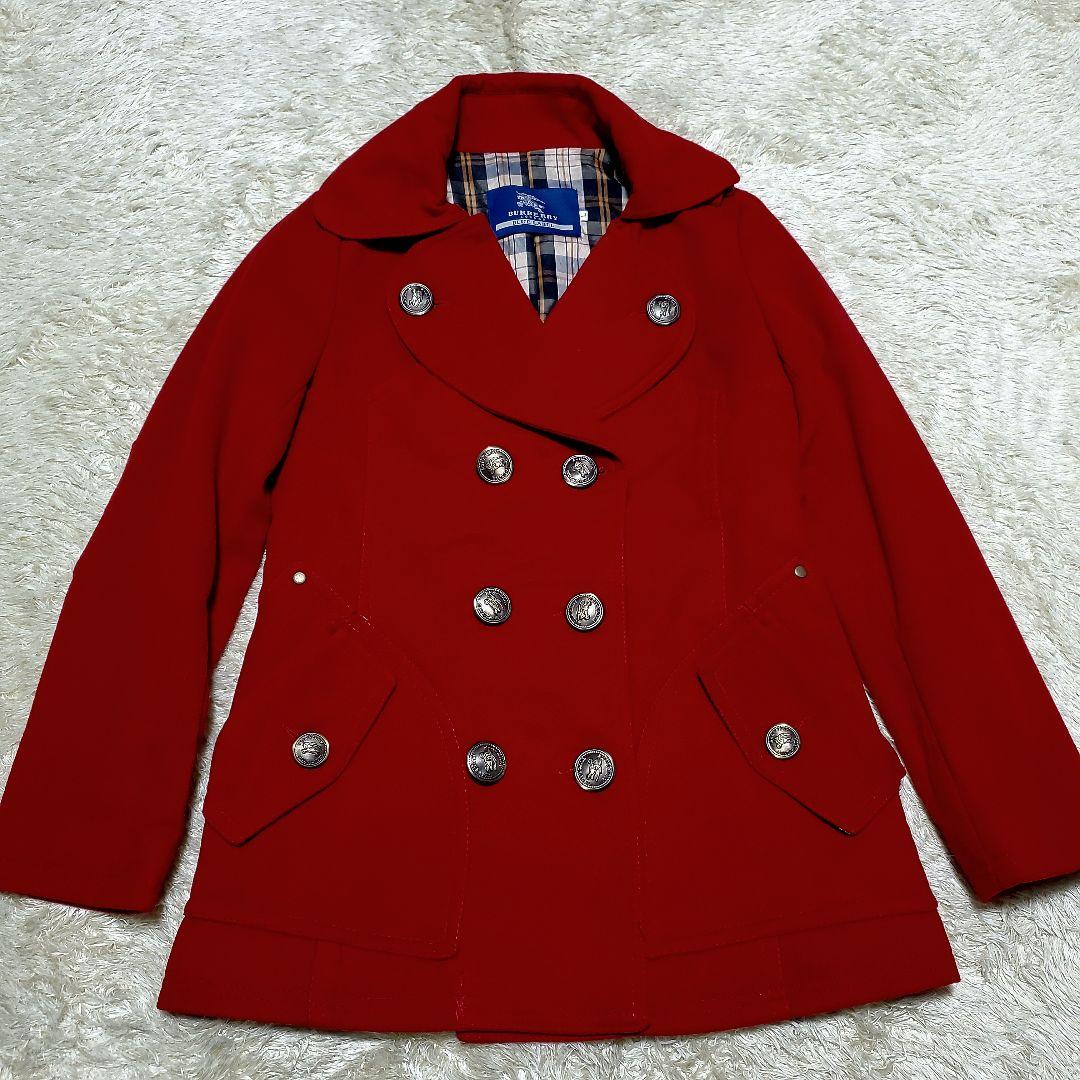 美品✨バーバリーブルーレーベル　ピーコート　銀ボタン　ノバチェック　Sam様