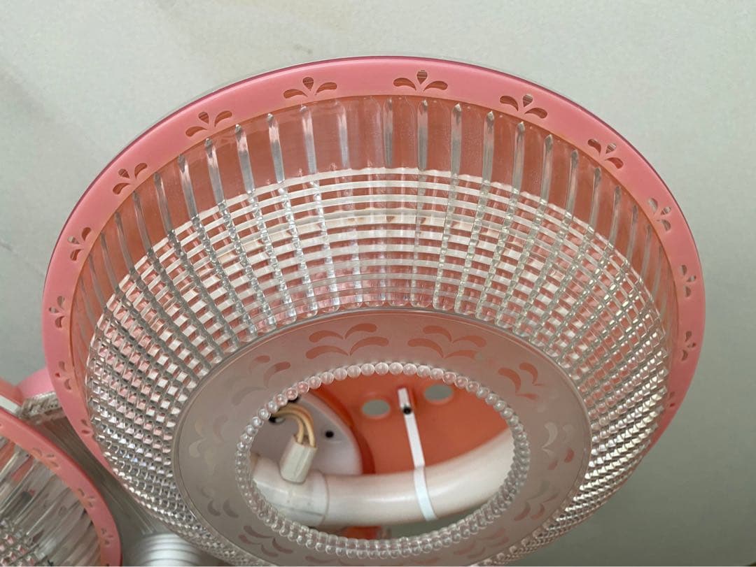 ピンク 3灯 天井照明 昭和レトロ 当時物 レトロポップ インテリア ペンダント