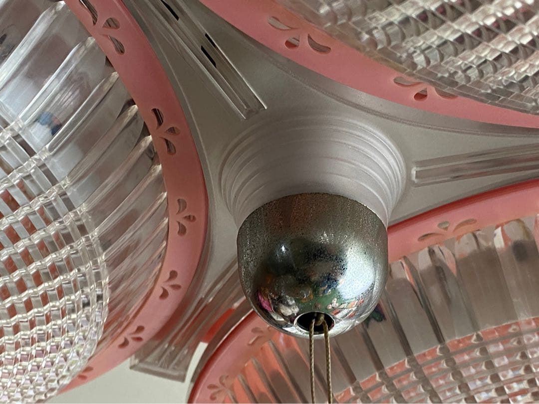 ピンク 3灯 天井照明 昭和レトロ 当時物 レトロポップ インテリア ペンダント