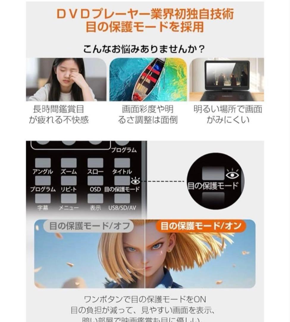 新品　２４時間以内発送　ポータブルDVDプレーヤー　type-c充電 12.5型