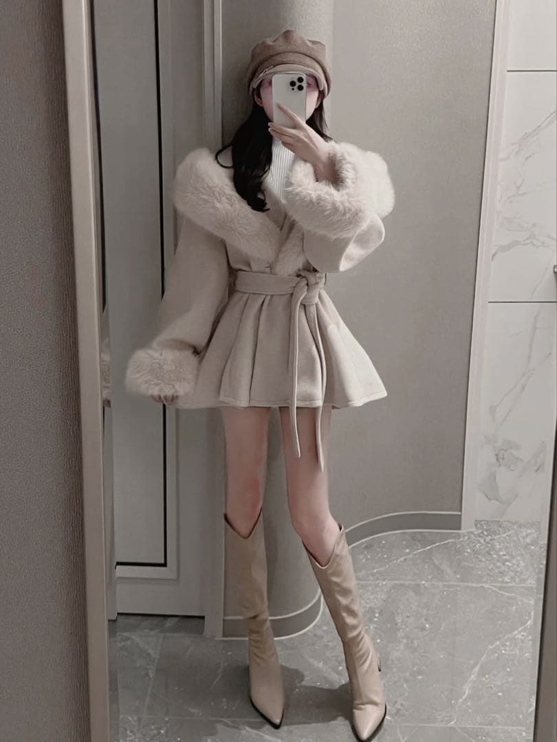 Darich♡ウエストベルトプリンセスラインコート　(BEG・FLサイズ)