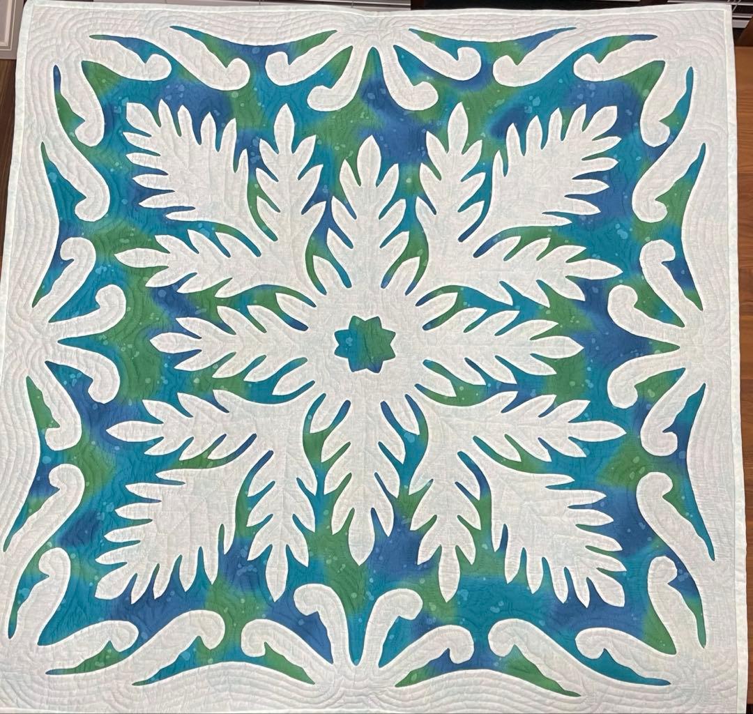 専用ハワイアンキルト タペストリー 緑柄白柄