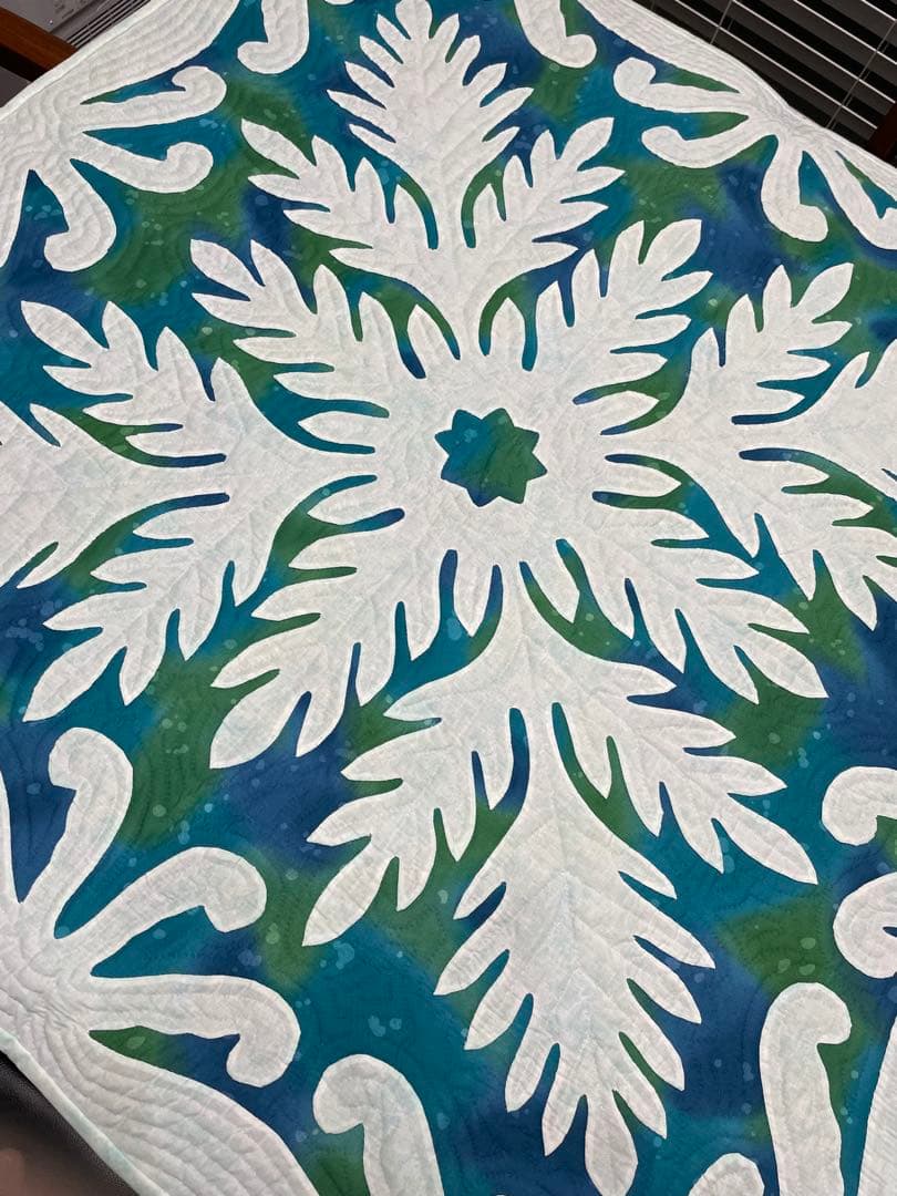 専用ハワイアンキルト タペストリー 緑柄白柄