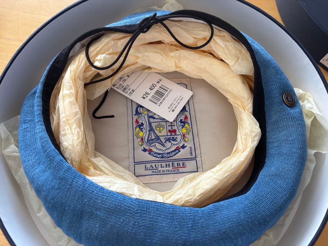 【新品未使用】LAULHERE インディゴブルー　リネンベレー帽M