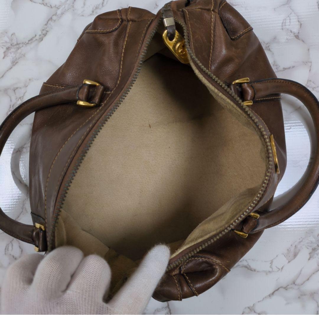 オールドグッチ　リアルレザー　ミニボストンバッグ　インターロッキング　ロゴ金具