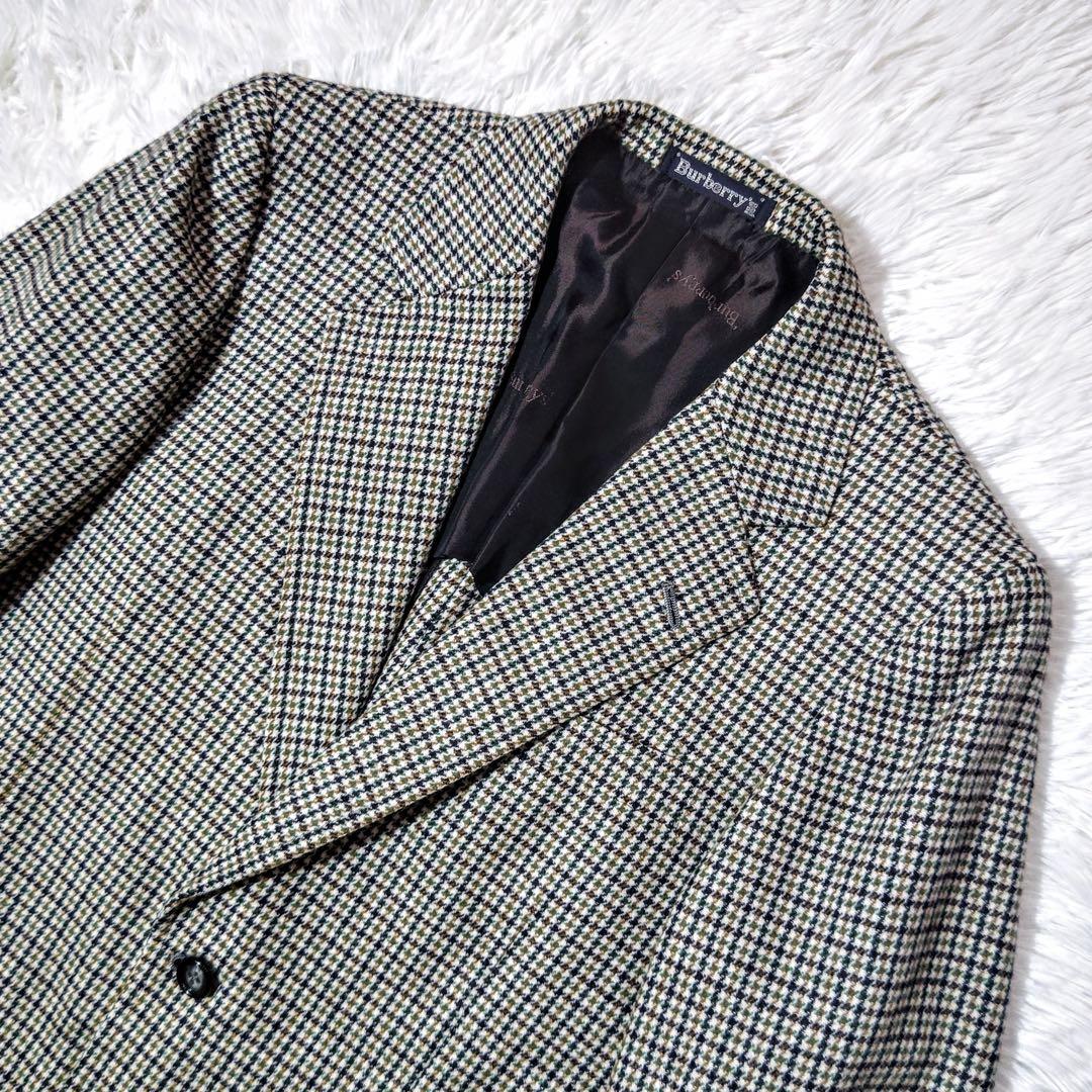 バーバリーズ　テーラードジャケット　チェック柄　純毛　カジュアル　2ボタン　A4