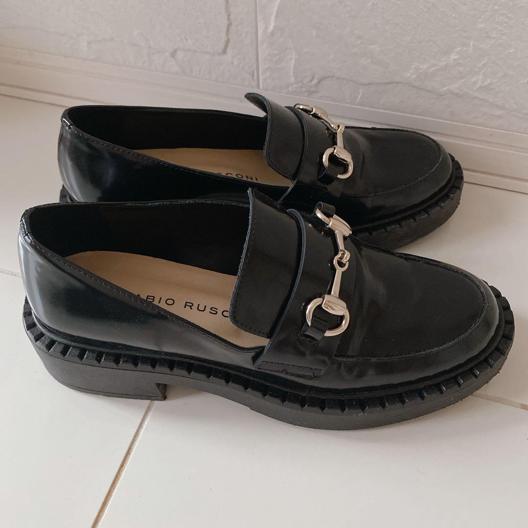 FABIO RUSCONI タンクソール 黒 ローファー　23cm