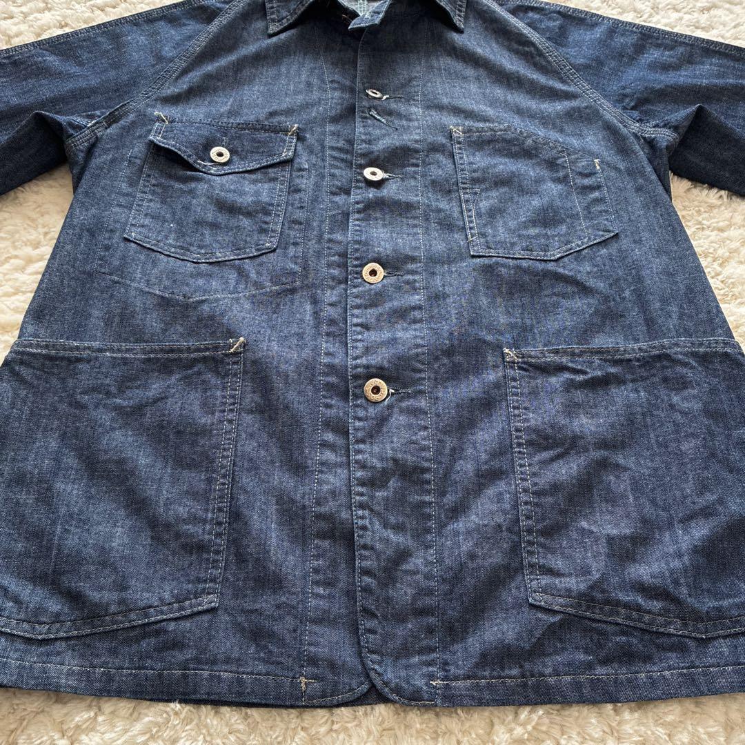 美品濃紺USA製POST OVERALLS デニムカバーオール M エンジニア