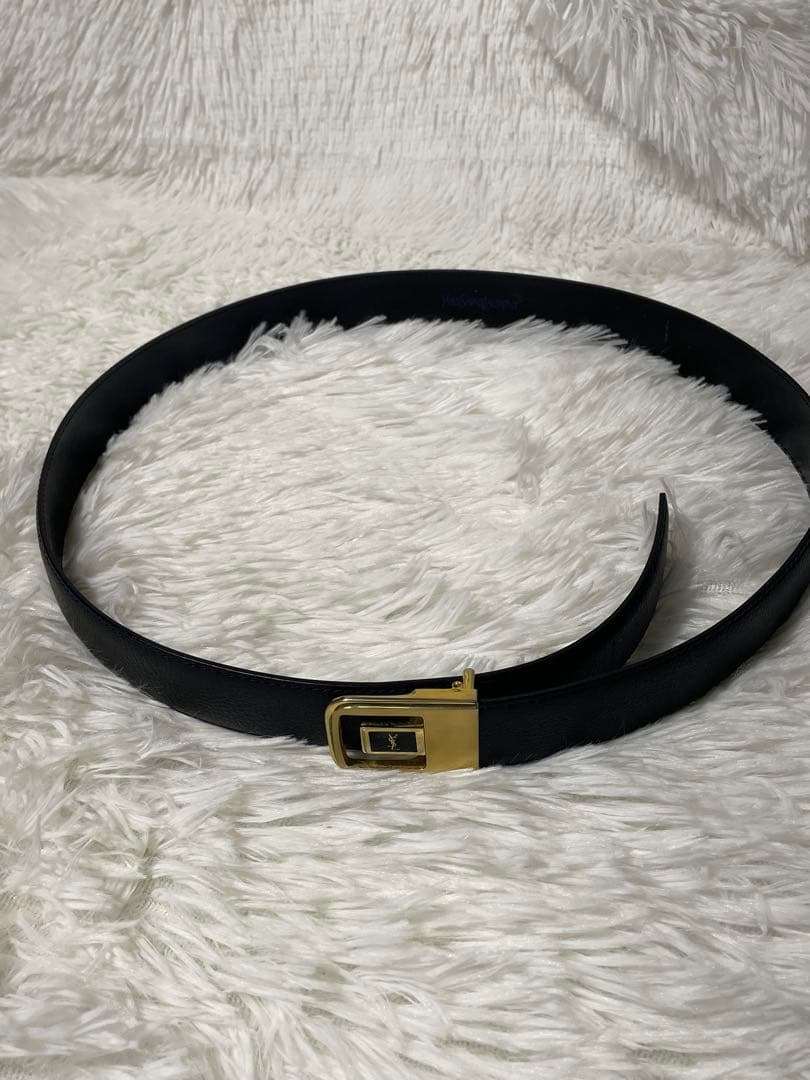 イヴサンローラン YSL レザーベルト 本革　箱付き　ロゴバックル ブラック