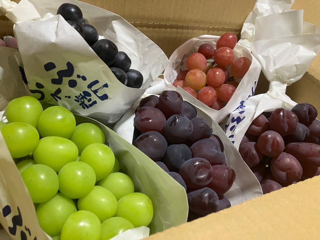 サンシャインレッド、富士の輝き、マスカットノアール、マイハートシャインマスカット