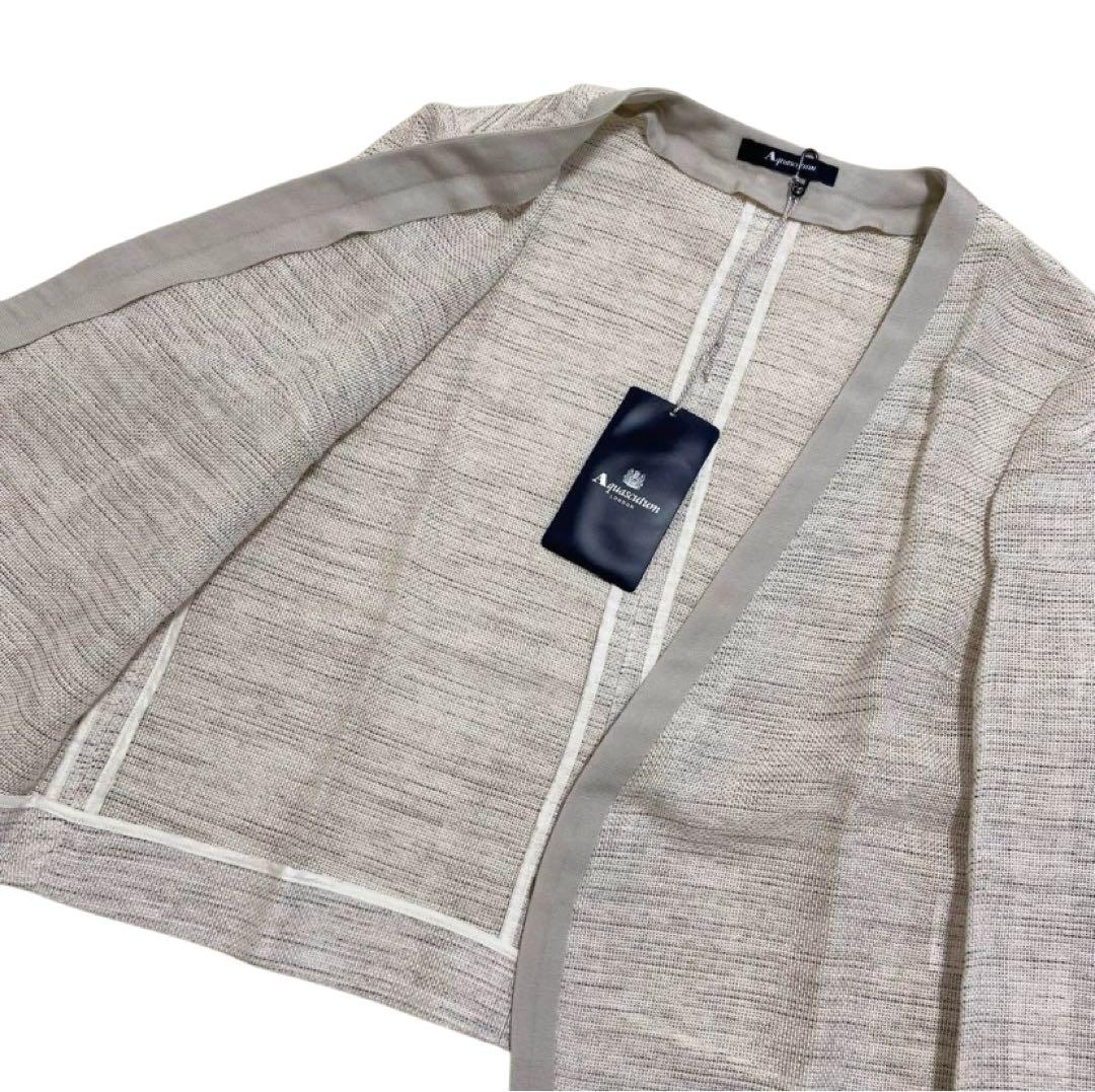 ꧁༺ アクアスキュータム 新品 リネン テーラーリングカラーレスジャケット 10