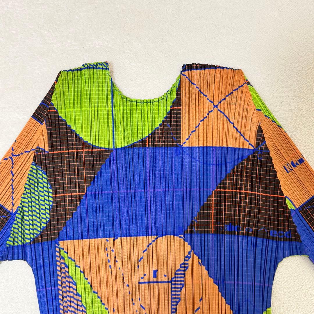 極美品✨PLEATS PLEASE プリーツ　長袖　総柄　マルチカラー