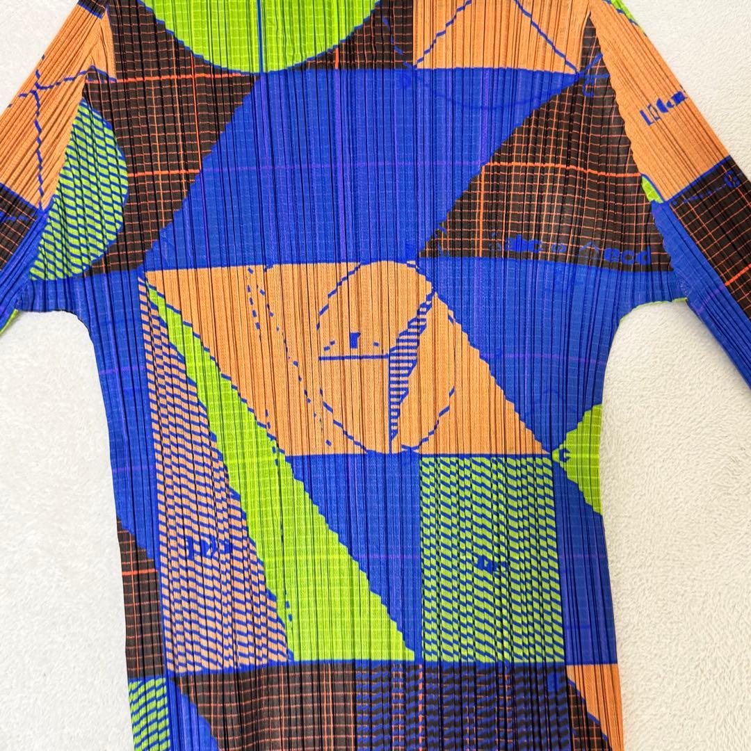 極美品✨PLEATS PLEASE プリーツ　長袖　総柄　マルチカラー