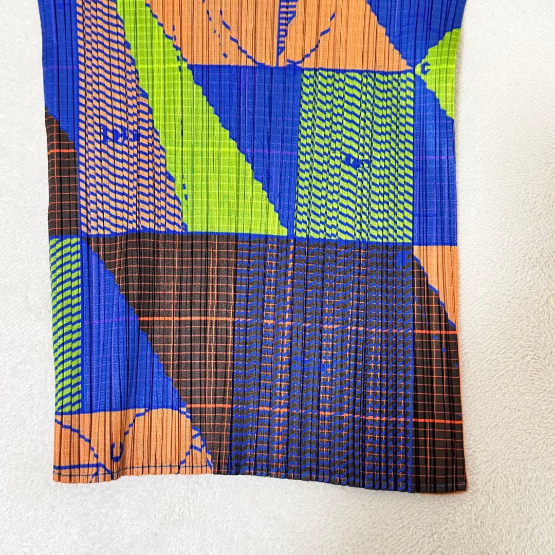 極美品✨PLEATS PLEASE プリーツ　長袖　総柄　マルチカラー