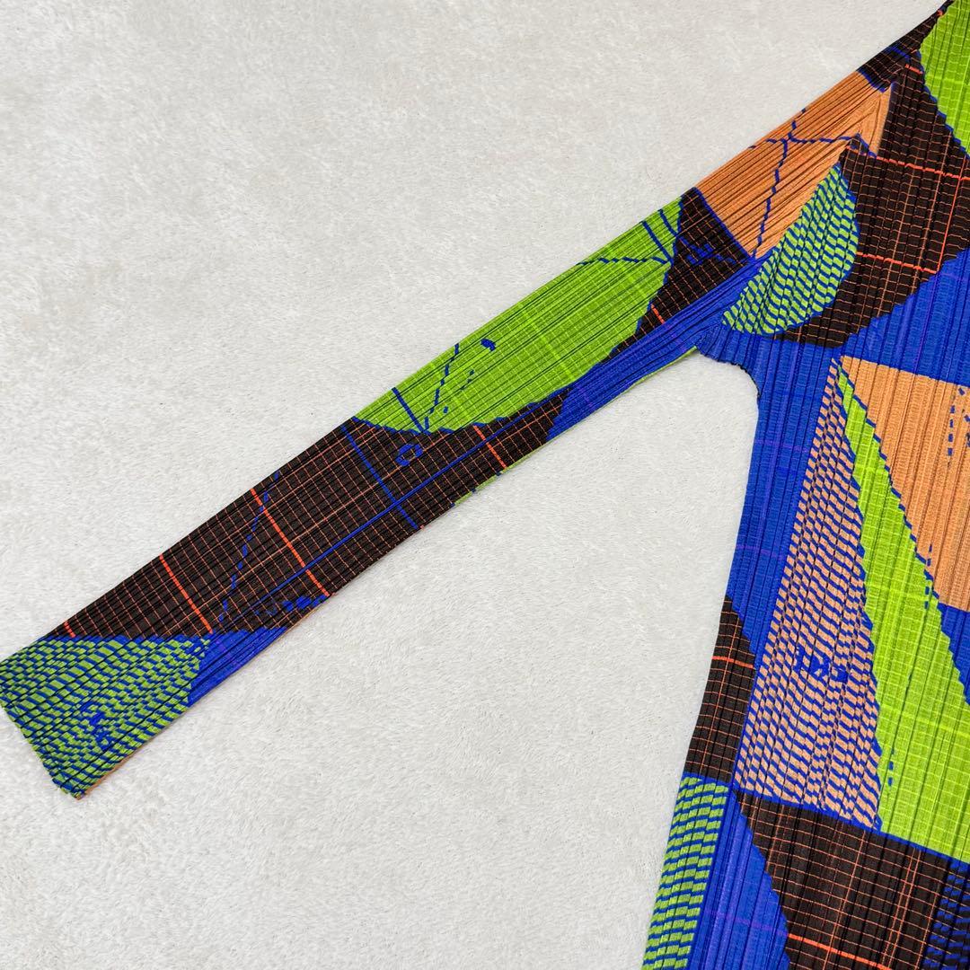 極美品✨PLEATS PLEASE プリーツ　長袖　総柄　マルチカラー