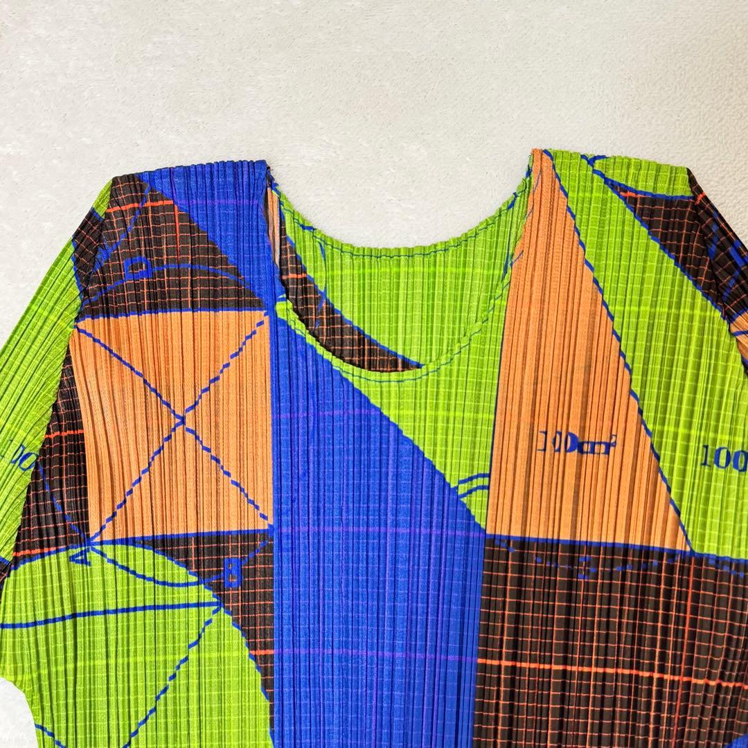 極美品✨PLEATS PLEASE プリーツ　長袖　総柄　マルチカラー