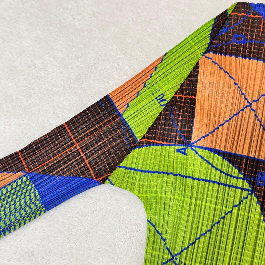 極美品✨PLEATS PLEASE プリーツ　長袖　総柄　マルチカラー