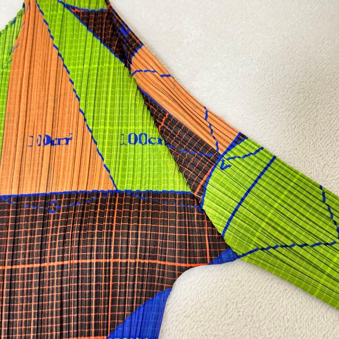 極美品✨PLEATS PLEASE プリーツ　長袖　総柄　マルチカラー