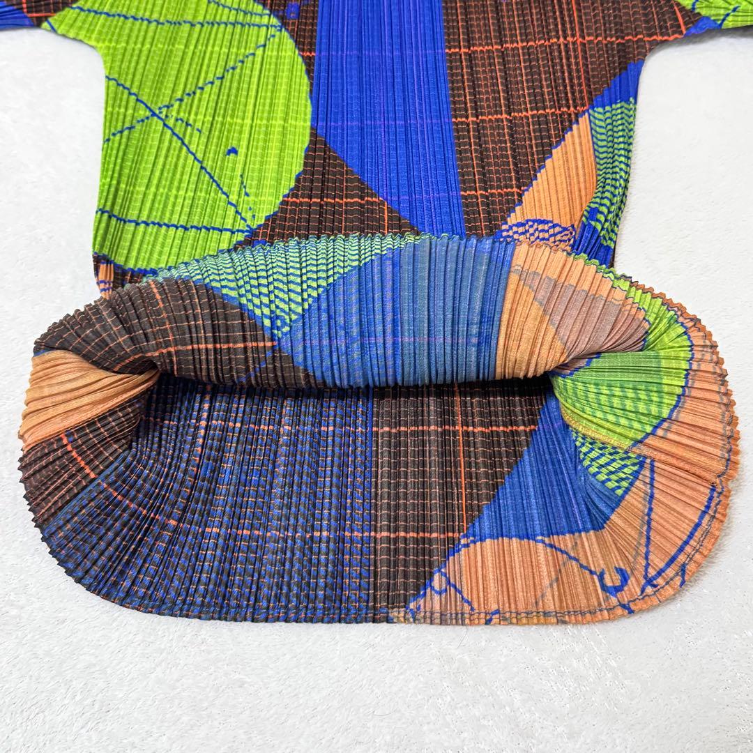 極美品✨PLEATS PLEASE プリーツ　長袖　総柄　マルチカラー