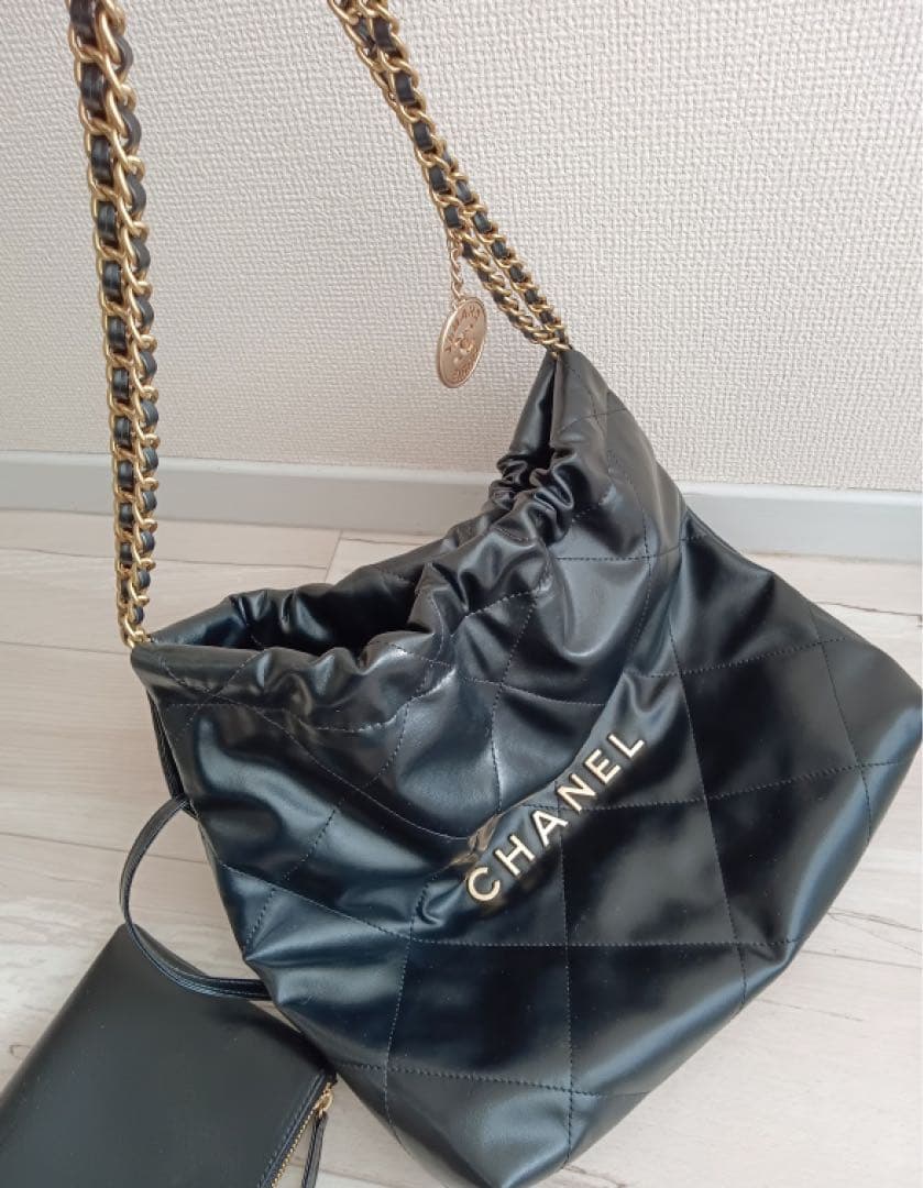 CHANEL キルティングレザークラッチバッグ チェーンストラップ シャネル