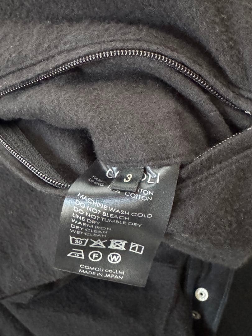 COMOLI ブラックデニムジップショートジャケット 26SS サイズ3