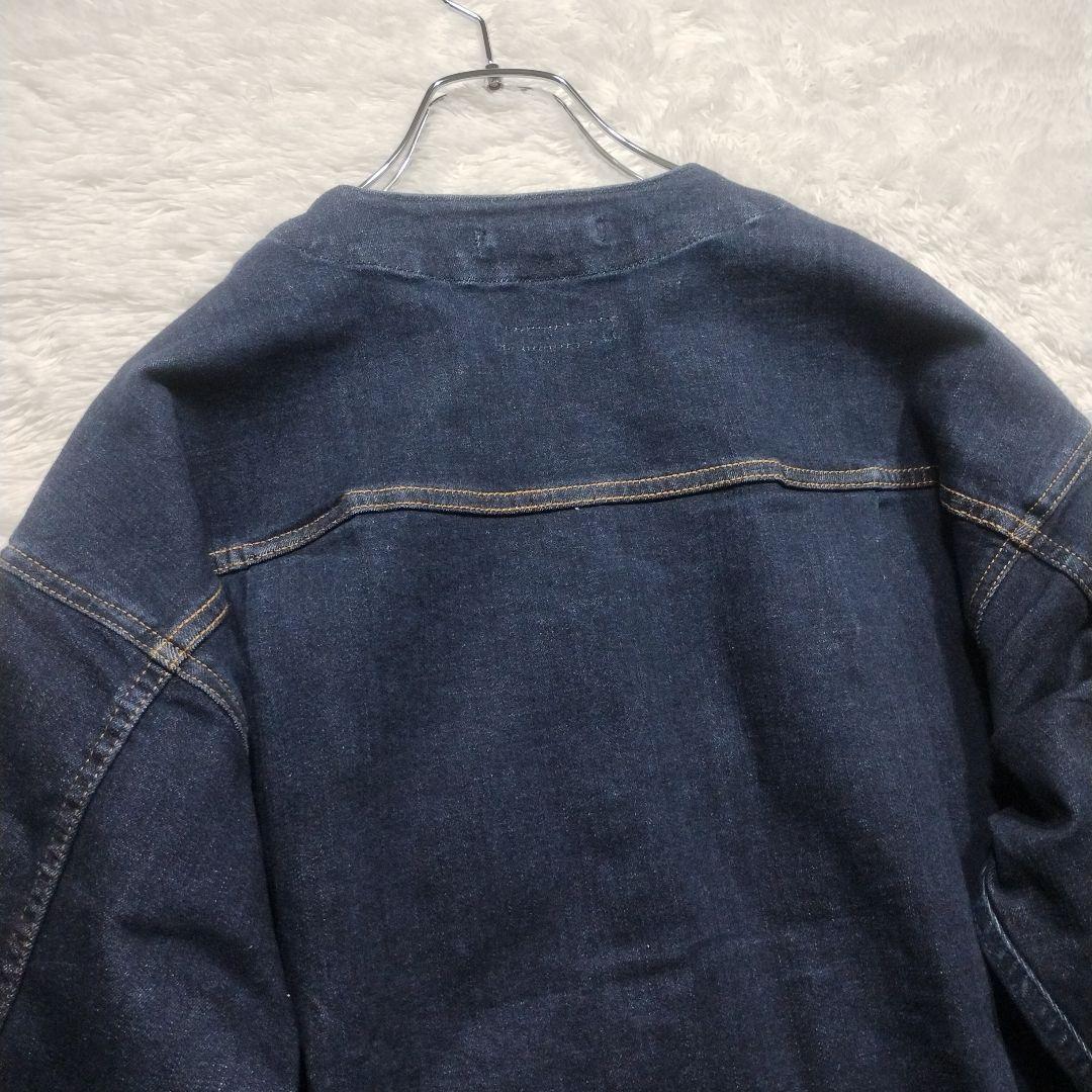 【新品】lelill　ノーカラー　デニム　ジャケット　カバーオール　ネイビー　紺