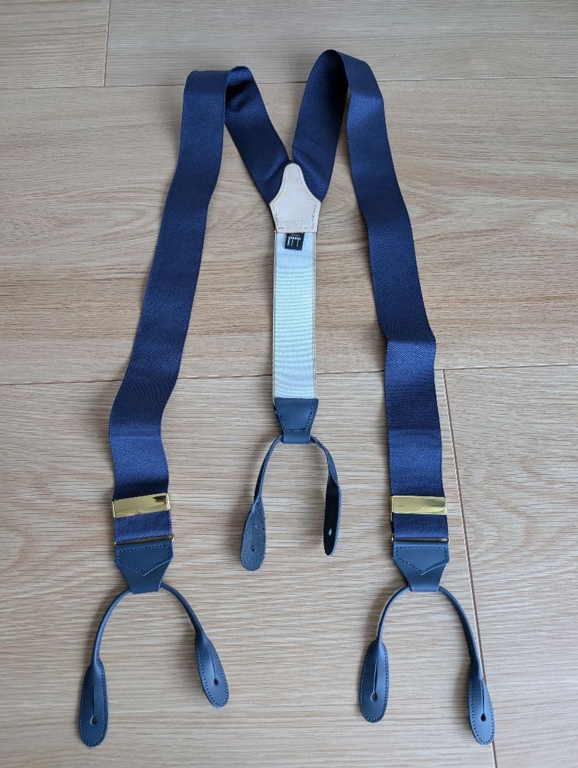 【新品未使用】dunhill ダンヒル ネイビー サスペンダー Y字型 調整可能