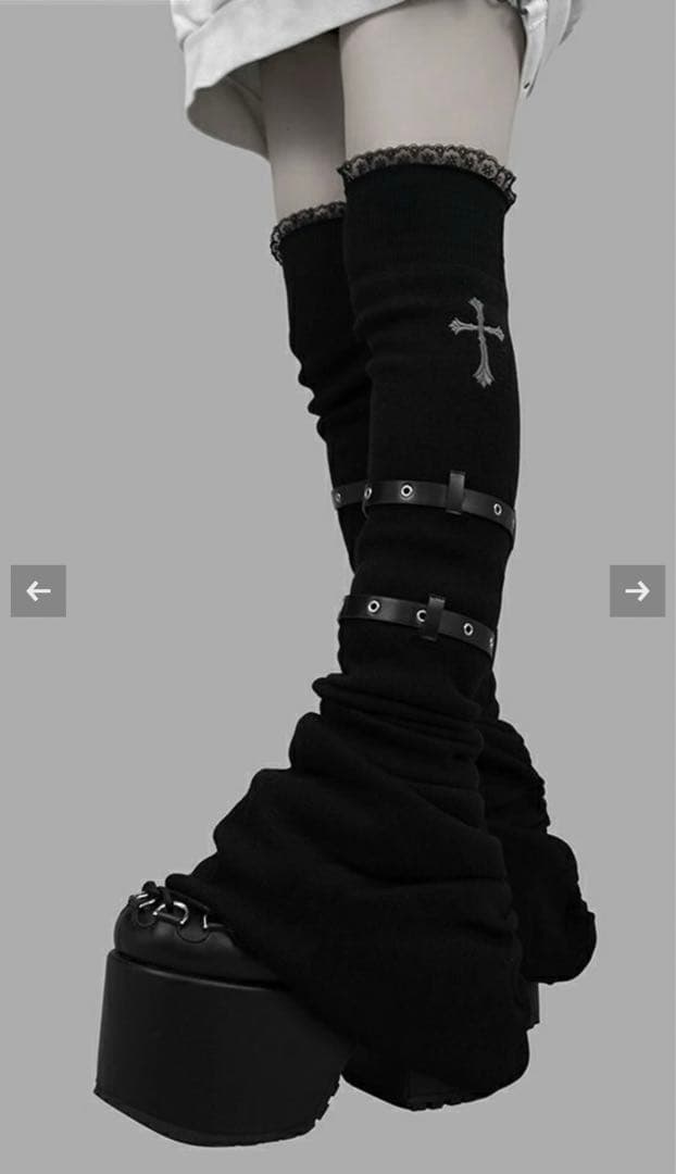 Dim Moire 十字の誓いニーハイウォーマー【Black】