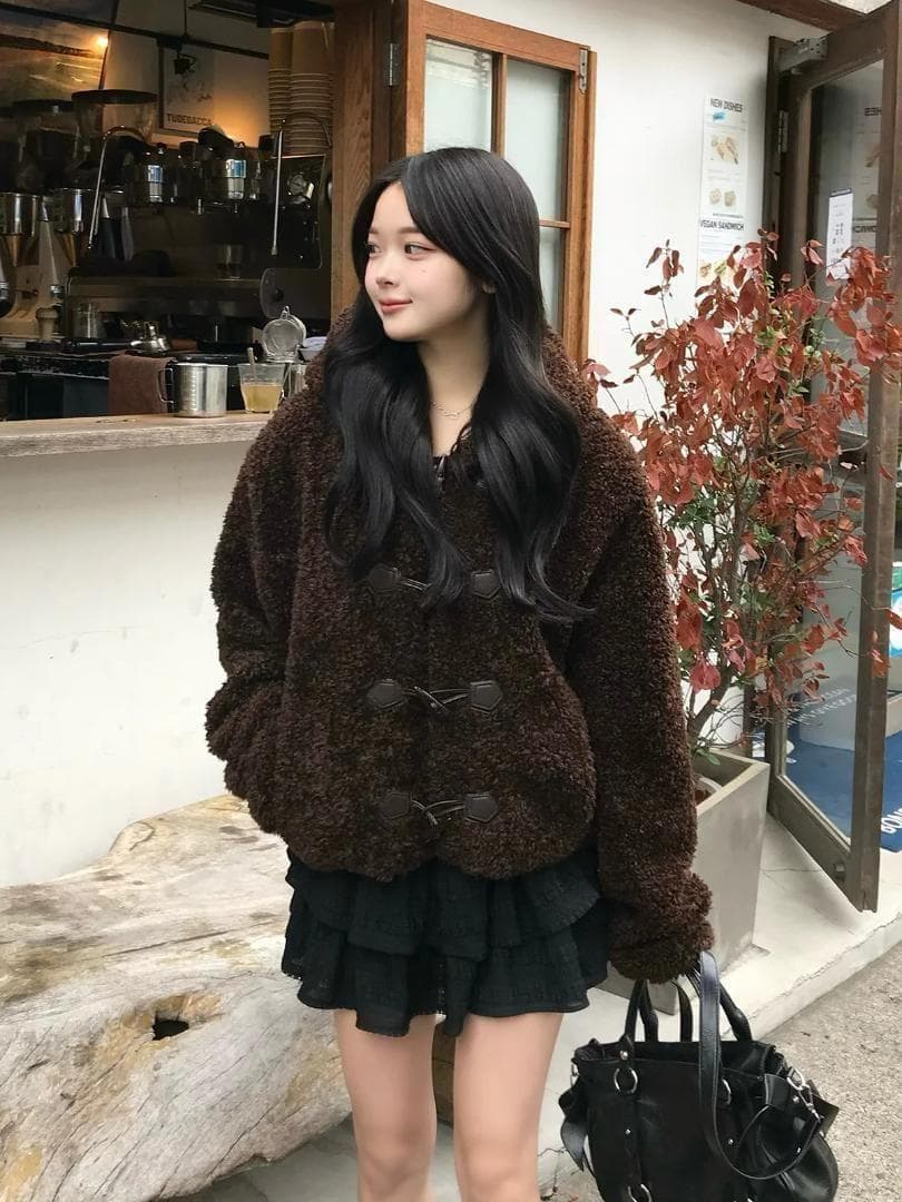 【1~2日発送‼️】emmy プードルファータッチボタンコート